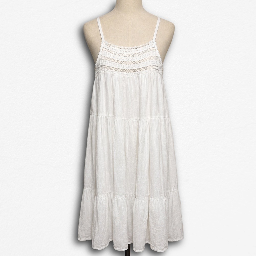 Universal Thread White Crochet Lace Tiered Midi Sundress Womens XS Sleeveless